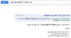 בדיקת אינדוקס עם הפרמטר site